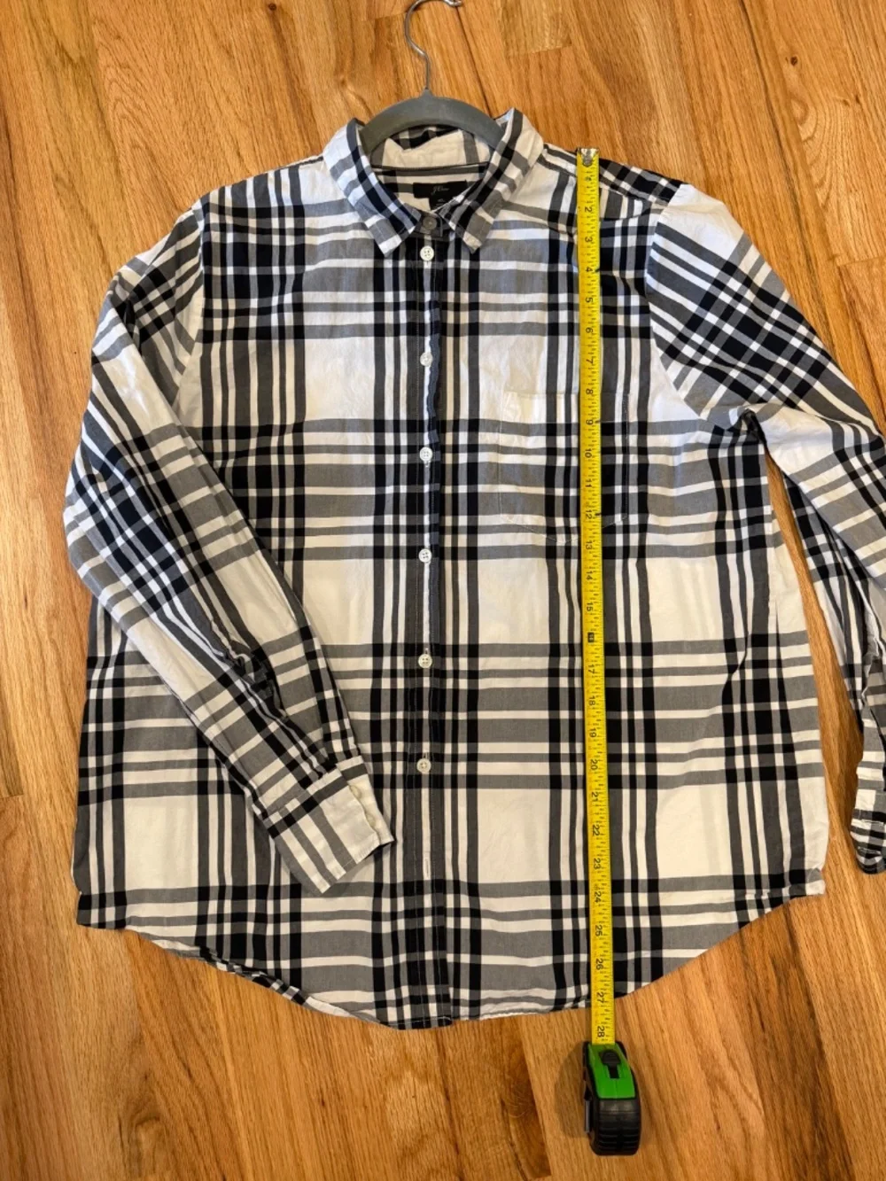J. Crew Black White Plaid Relaxed Button Up Shirt Size XL